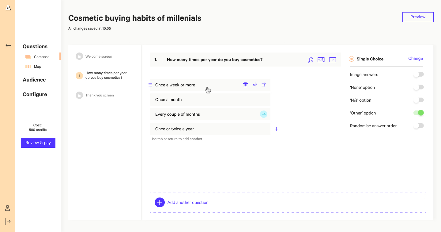 Attest survey creation flow redesign