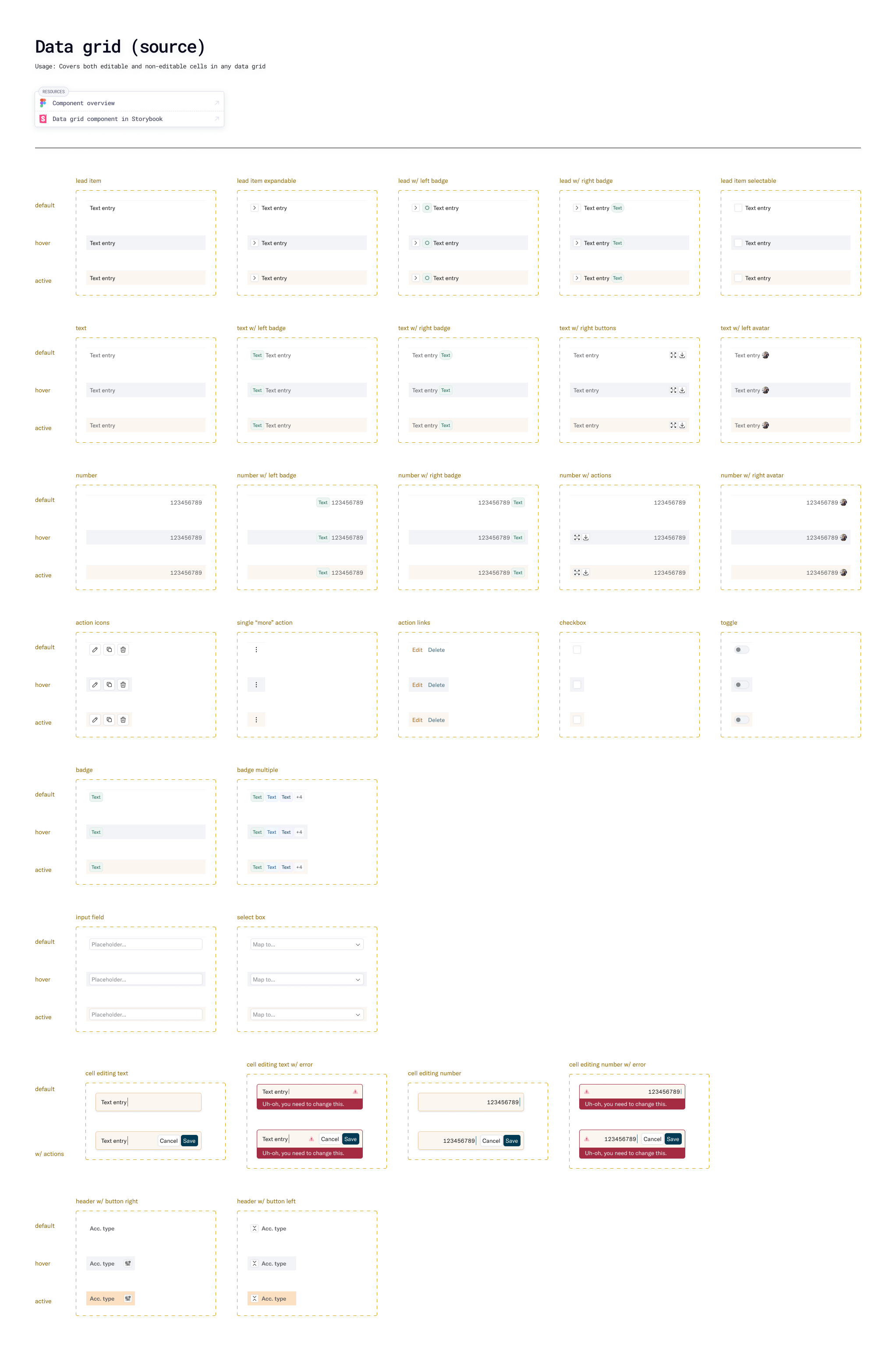 Translucent data grid component documentation