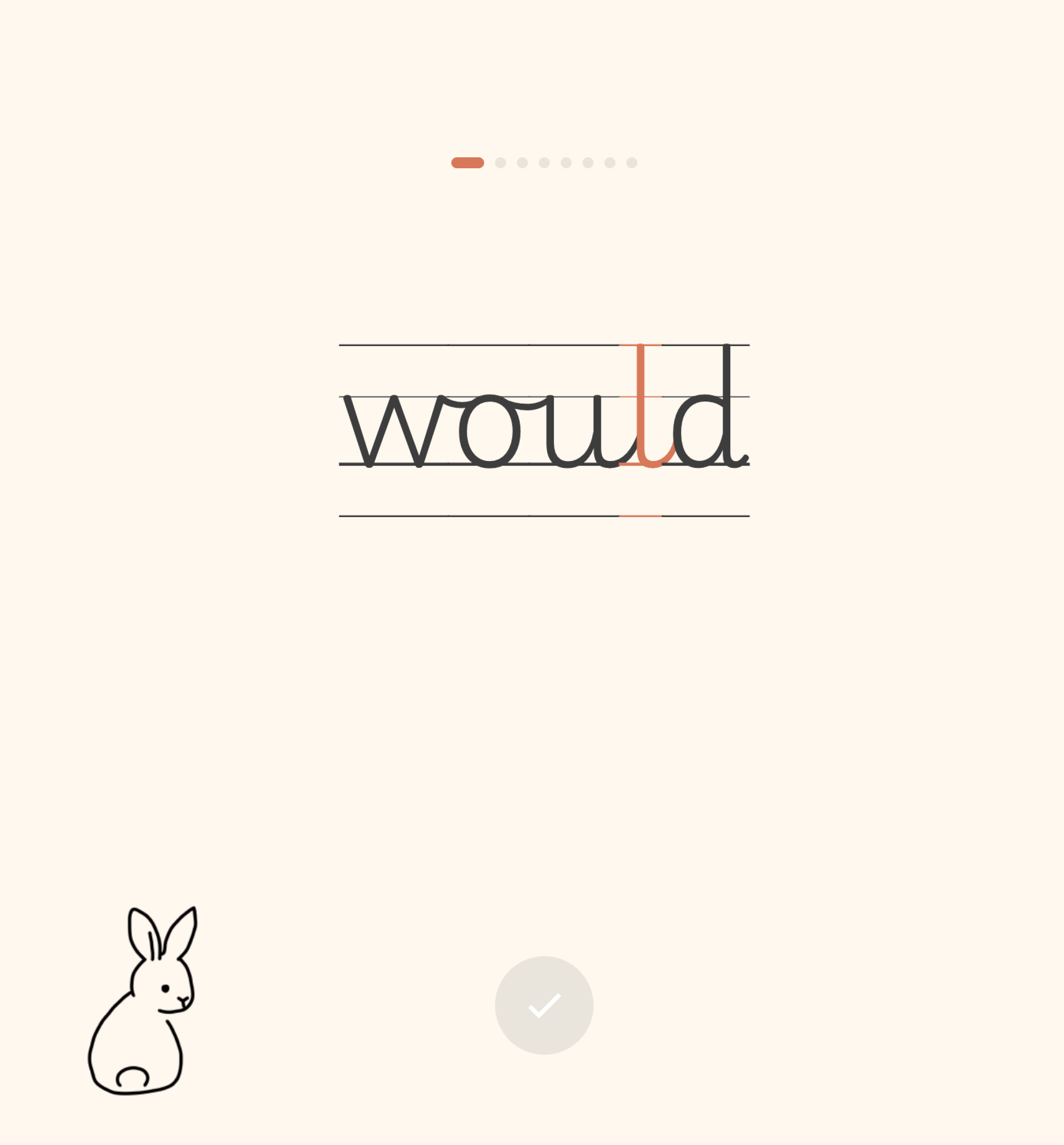 The Little Desk app interface showing a spelling lesson in progress.
